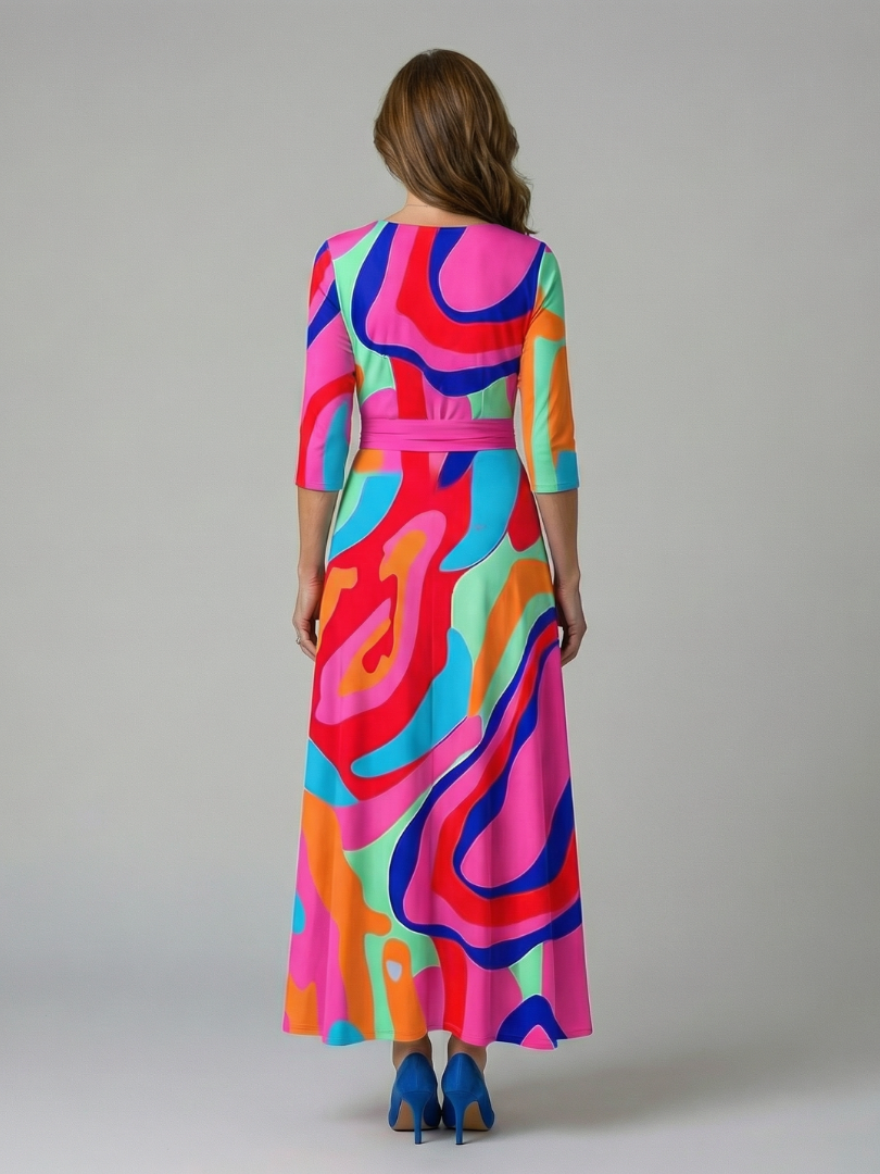 Liasette | Cross Wrap Neck Midi Dress
