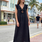 Briabeth | Ruffle Trim Sleeveless Neck Midi Dress