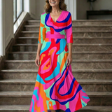 Liasette | Cross Wrap Neck Midi Dress
