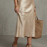 Lunwyn | Bias Fall Satin Skirt Knit Layer Set
