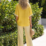 Penette | Contrast V Neck Tunic Stripe Trouser Set