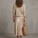 Lunwyn | Bias Fall Satin Skirt Knit Layer Set