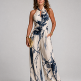 Taliathea | Printed Halter Wide Leg Jumpsuit