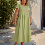 Linnette | Minimal Short Sleeve Relaxed Midi Dress