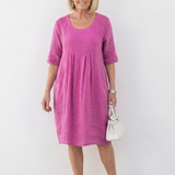 Linnthea | Gathered Front Half Sleeve Knee Length Dress