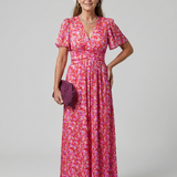 Mirawynne | Short Sleeve Ditsy Floral Print Midi Dress