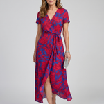 Romylora | Short Sleeve Floral Wrap Midi Dress
