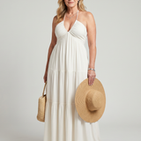 Kalssa | Halter Neck Tiered Skirt Midi Dress
