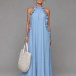 Giania | Sleeveless Ruffle Neck Maxi Dress