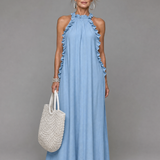Giania | Sleeveless Ruffle Neck Maxi Dress