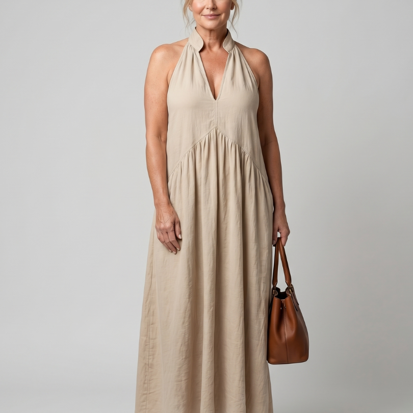 Elibelle | Halter Neck Relaxed Flowing Silhouette Midi Dress