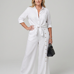 Veslora | Long Sleeve Tie Front Top And Wide Leg Pants Set