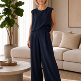 Rosrina | Sleeveless Relaxed Top And Wide Leg Pants Set