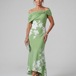 Sabwynne | Off Shoulder Draped Neckline Midi Dress