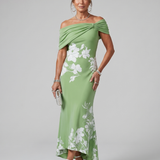 Sabwynne | Off Shoulder Draped Neckline Midi Dress