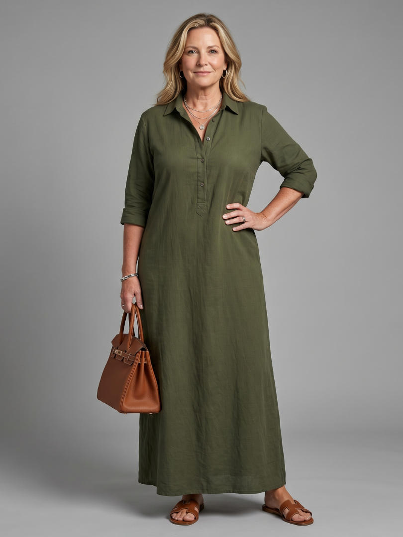 Lorra | Long Sleeve Relaxed Silhouette Maxi Dress