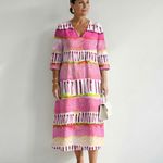 Zarnia | Easy Flow Patterned Stripe Midi Dress