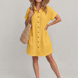 Briavia | Short Sleeve Front Pockets Knee Length Dress