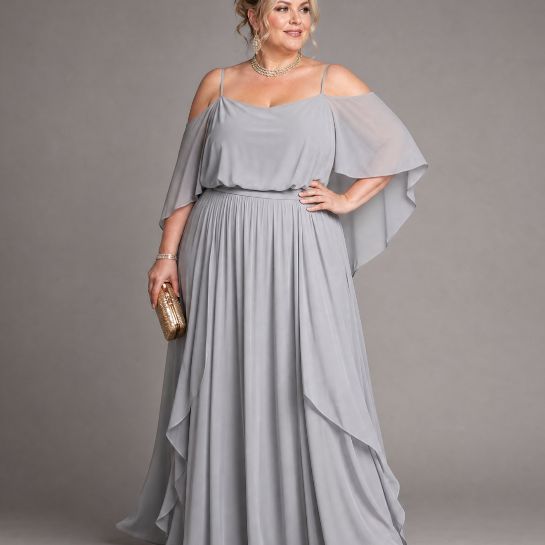 Vesbelle | Cold Shoulder Top And Flowing Maxi Skirt Set