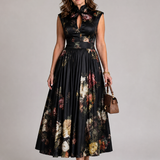 Magdaney | Floral Keyhole Midi Dress