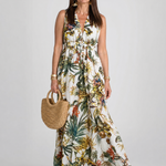 Milndra | Tropical Print Sleeveless Maxi Dress