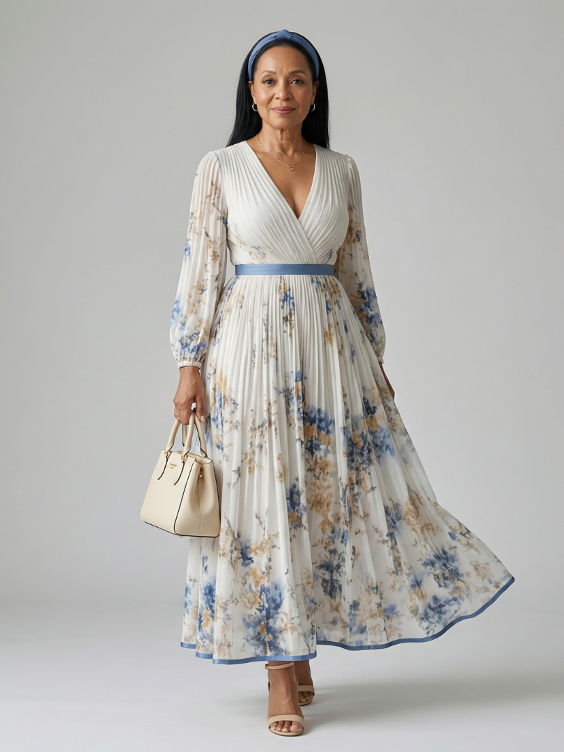 Serlia | Pleated Wrap Midi Dress