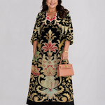 Beletta | Vivid Vintage Pattern Pocket Detail Midi Dress