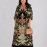 Beletta | Vivid Vintage Pattern Pocket Detail Midi Dress