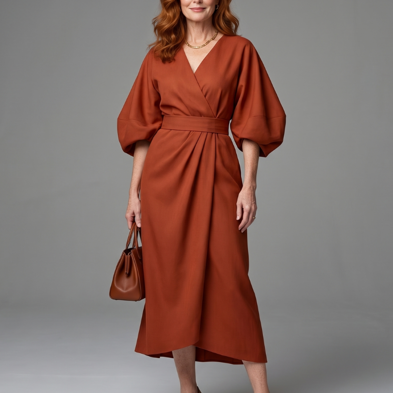 Dorsette | Sculpted Waist Panel Midi Dress