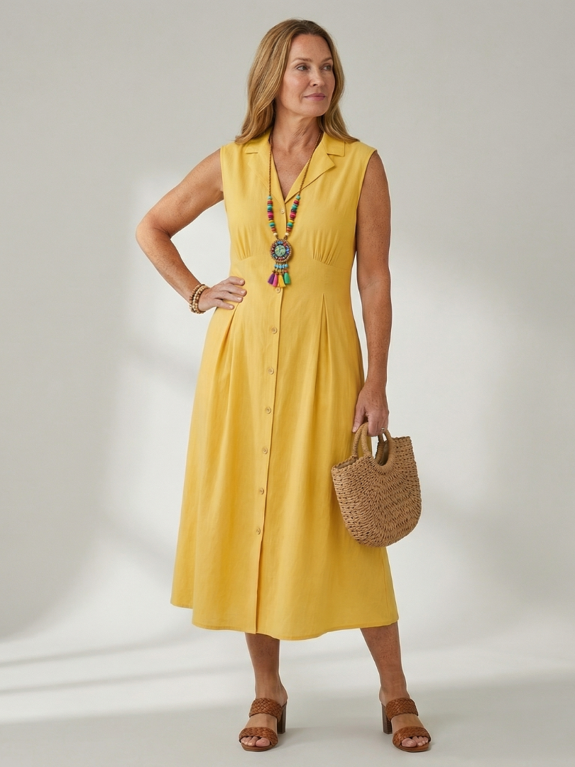 Tesbeth | Stack Button Midi Dress