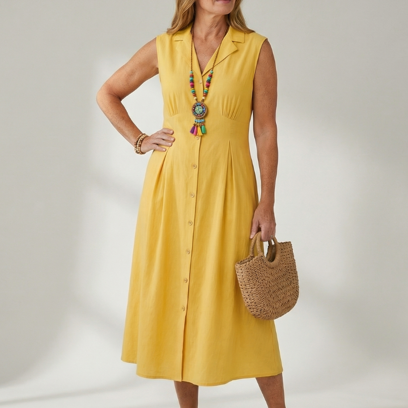 Tesbeth | Stack Button Midi Dress