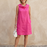 Elodra | Sleeveless Soft Folded Neckline Knee Length Dress