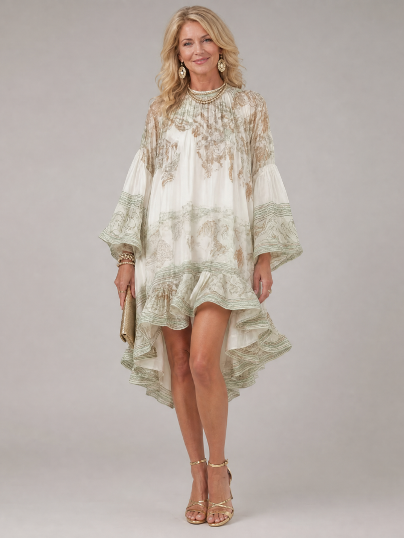 Pruwyn | Floral Print High Low Ruffle Mini Dress