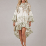 Pruwyn | Floral Print High Low Ruffle Mini Dress