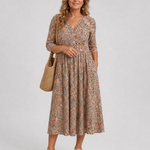 Daline | Vintage Front Three Quarter Sleeve Midi Dress