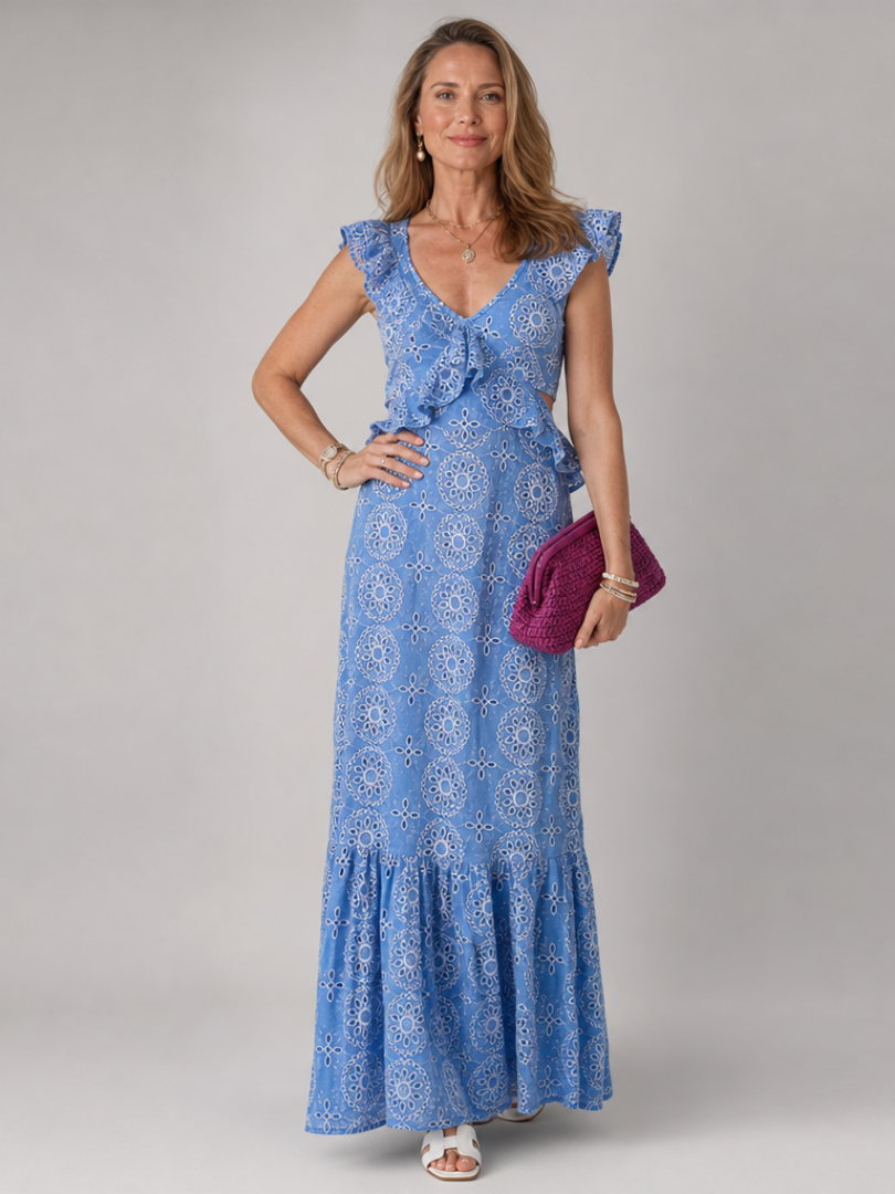 Corala | Sleeveless Ruffle Detail Midi Dress