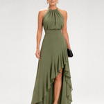 Lorthea | Halter Neck High Low Ruffle Dress