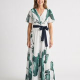 Nevna | Flutter Sleeve Belted Maxi Dress