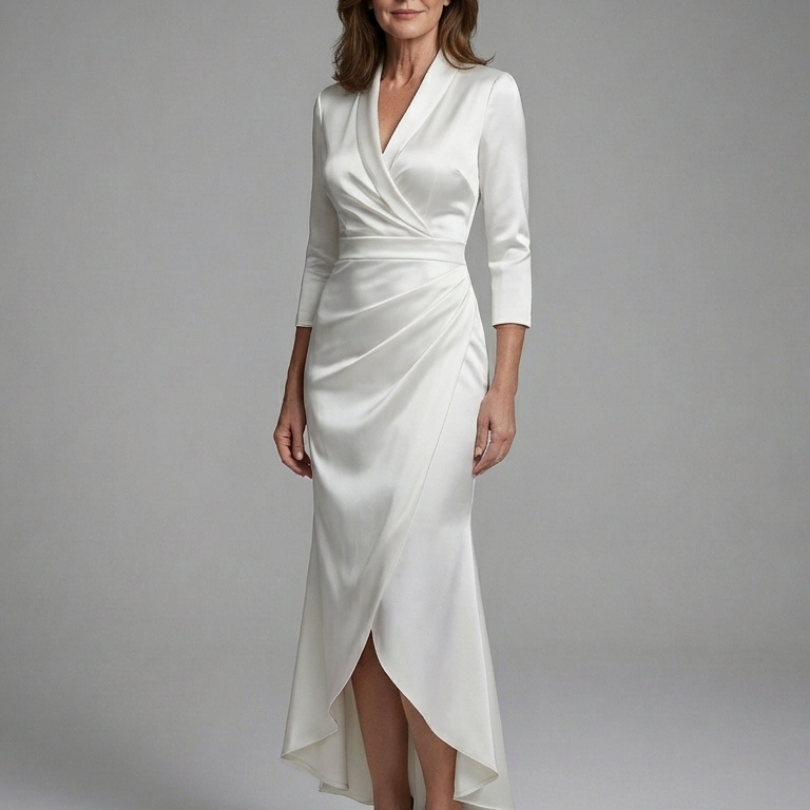 Esmesette | Long Sleeve Wrap High Low Midi Dress