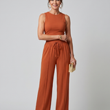 Dorney | Sleeveless Smooth Wide Leg Pants Set
