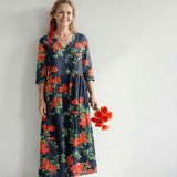 Theasette | Calm Drape Floral Midi Dress