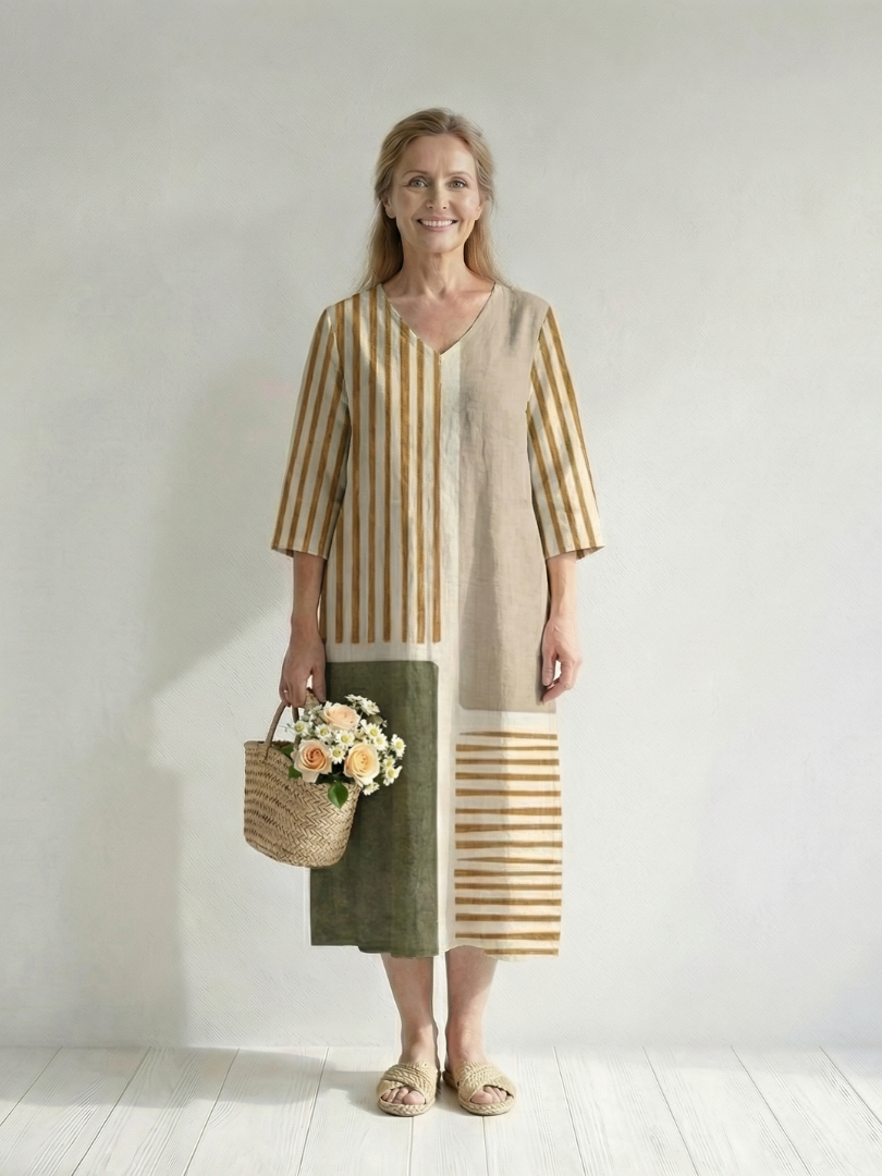 Esmedra | Light Mixed Stripe Midi Dress