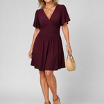 Corada | Flutter Sleeve V Neck Mini Dress