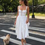 Velthea | Sleeveless Button Front Flared Skirt Midi Dress