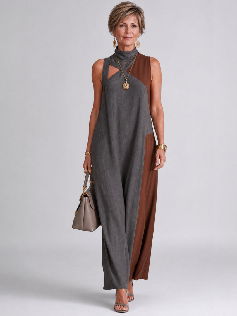 Lorney | Color Block Sleeveless Midi Dress