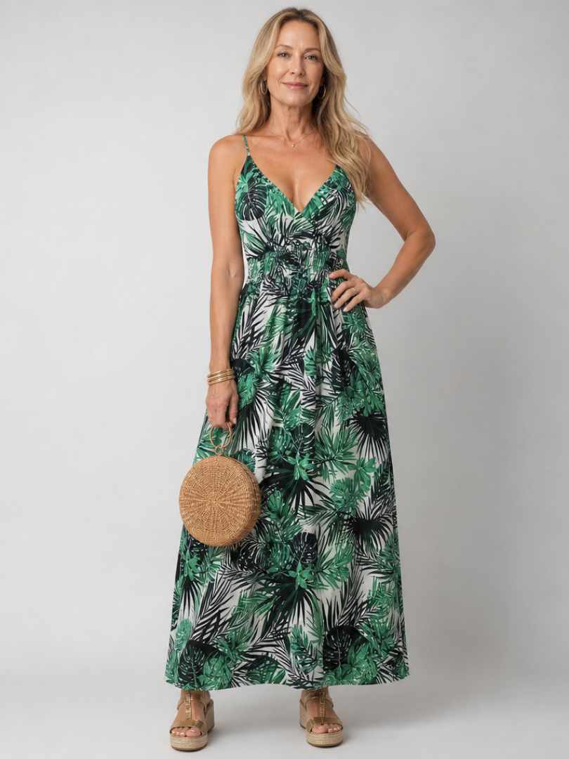 Thaletta | Sleeveless Floral Print Midi Dress