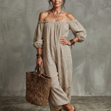 Dahda | Striped Pattern Off Shoulder Maxi Dress