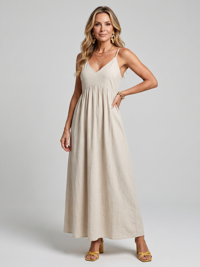 Esmessa | Spaghetti Strap Flowing Skirt Midi Dress