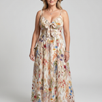 Orlawen | Spaghetti Strap Gathered Waist  Midi Dress
