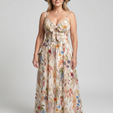 Orlawen | Spaghetti Strap Gathered Waist  Midi Dress